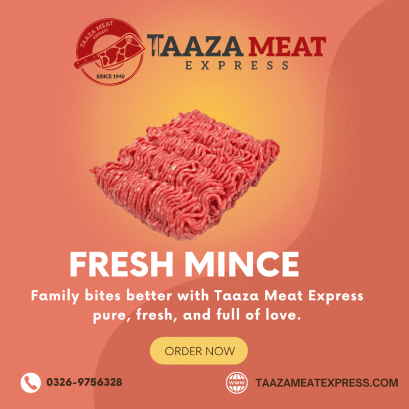 Get fresh meat delivered to your doorstep in Lahore with Taaza Meat Express. Hygienic, same-day delivery with custom cuts. Call 0326-9756328 today!