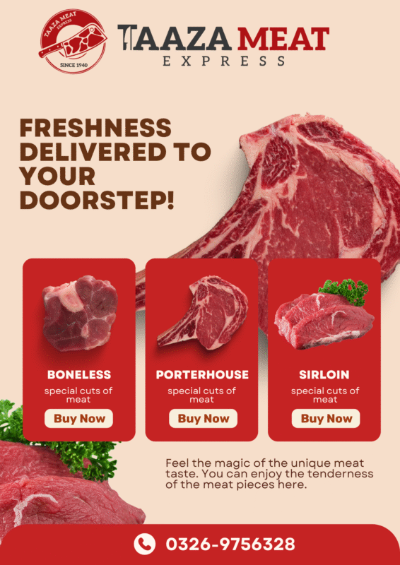 Looking for premium quality meat in Lahore? Taaza Meat Express delivers fresh, hygienic Lahore meat to your doorstep. Trusted by thousands. Order now!